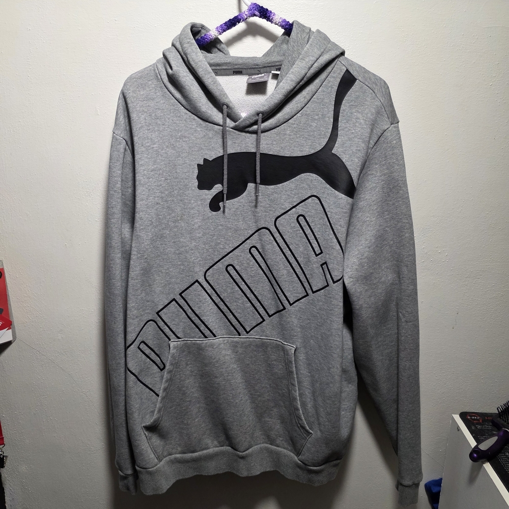 PUMA Gray Men's Hoodie with Black Logo